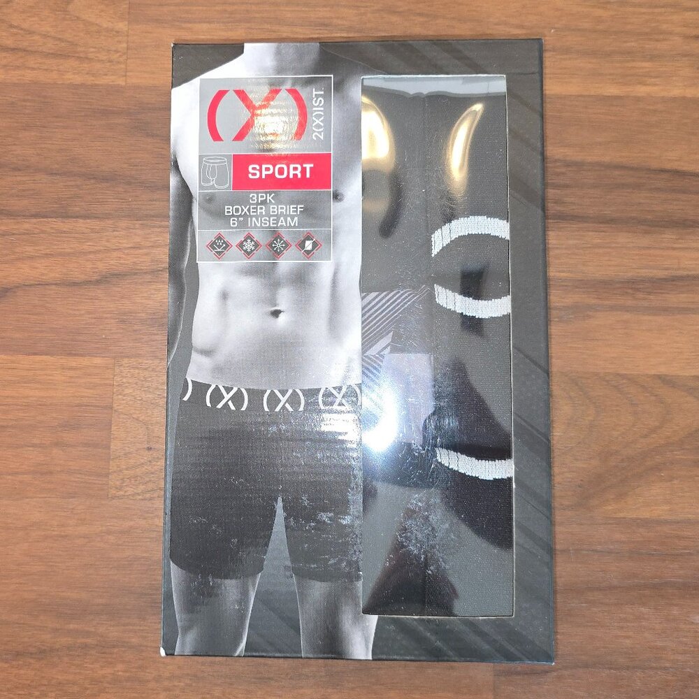 2xIST (X) SPORT 6" BOXER BRIEF 3-PACK - Grey Camo & Black